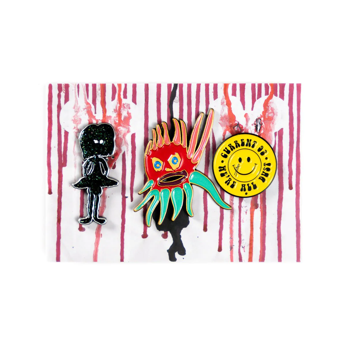 CURRENT 93 "Hallucinate Spins: Channel 1" Enamel Pin Set + Free Button Bundle - Image 2