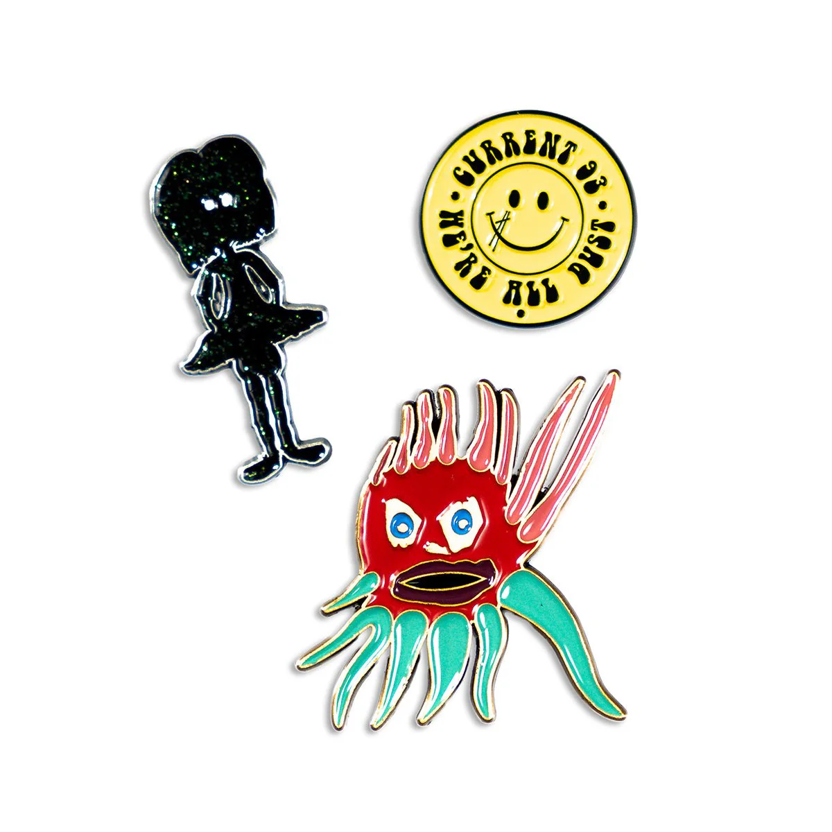 CURRENT 93 "Hallucinate Spins: Channel 1" Enamel Pin Set + Free Button Bundle - Image 3