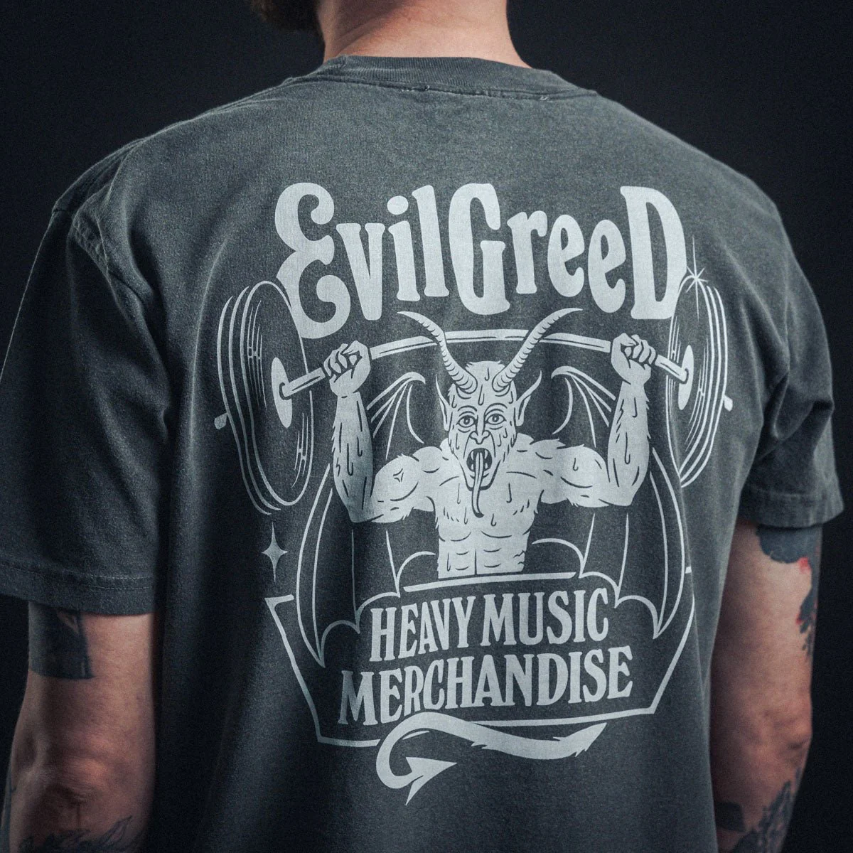 EVIL GREED "Heavy Music - Grey" T-Shirt - Image 5